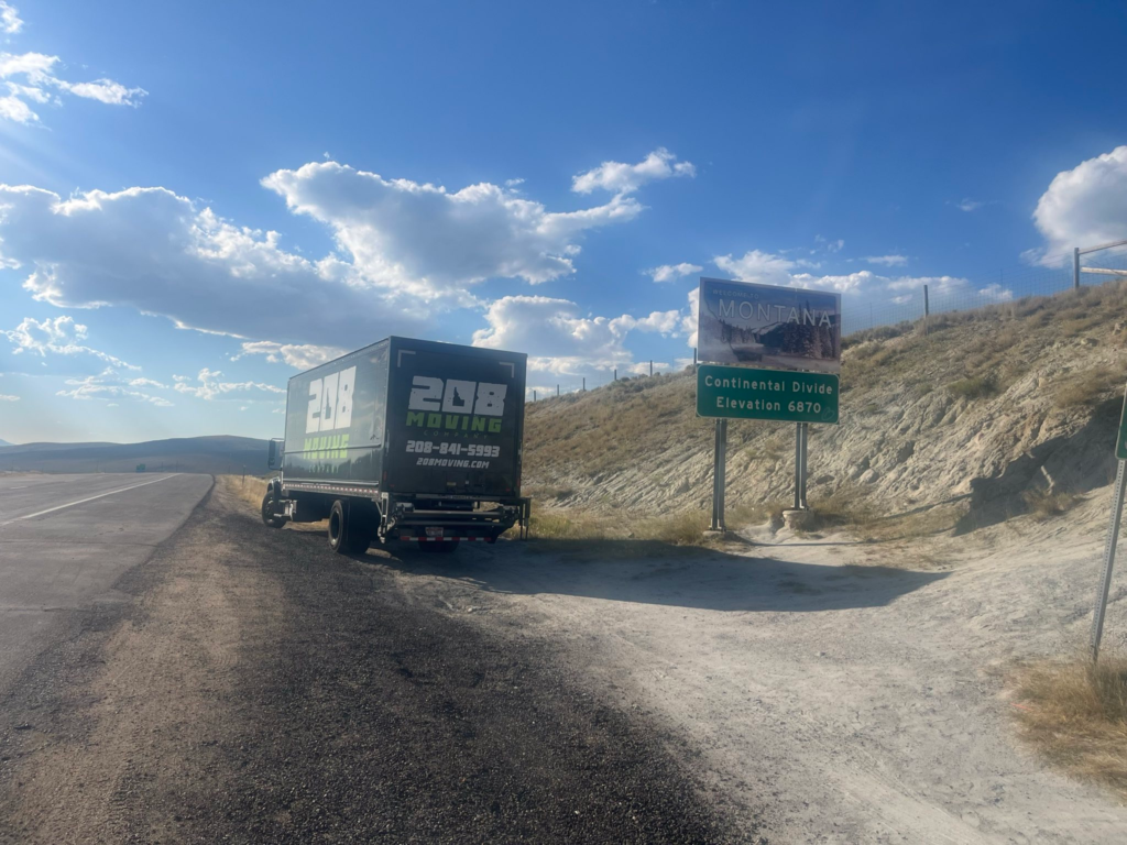 208 Moving truck at Montana state line during interstate long distance move